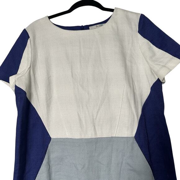 Boden Anthropologie Colorblock Blue Dress Pockets Career Sz 12 Business Stretchy - Picture 10 of 12